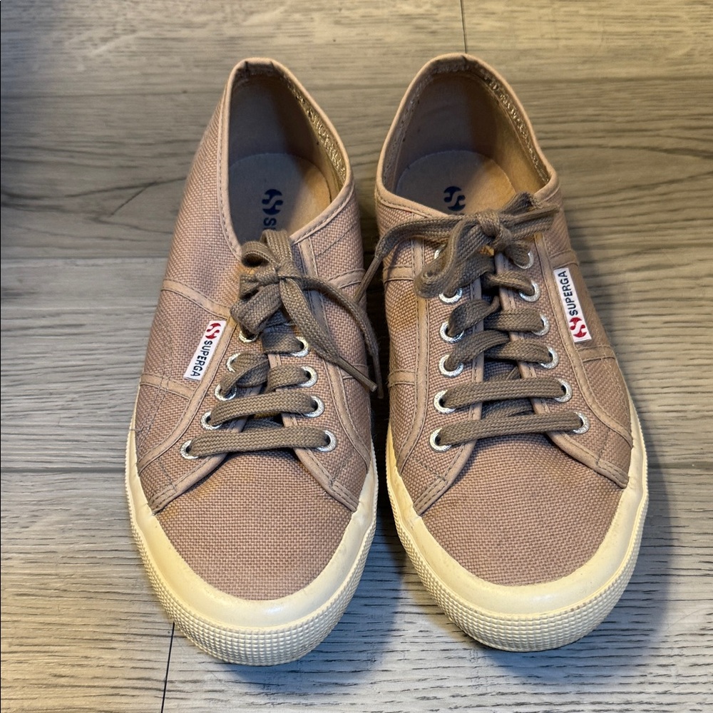 Superga Tan Canvas Sneakers-9.5 (W) 8 (M)Unisex-See Size Photo